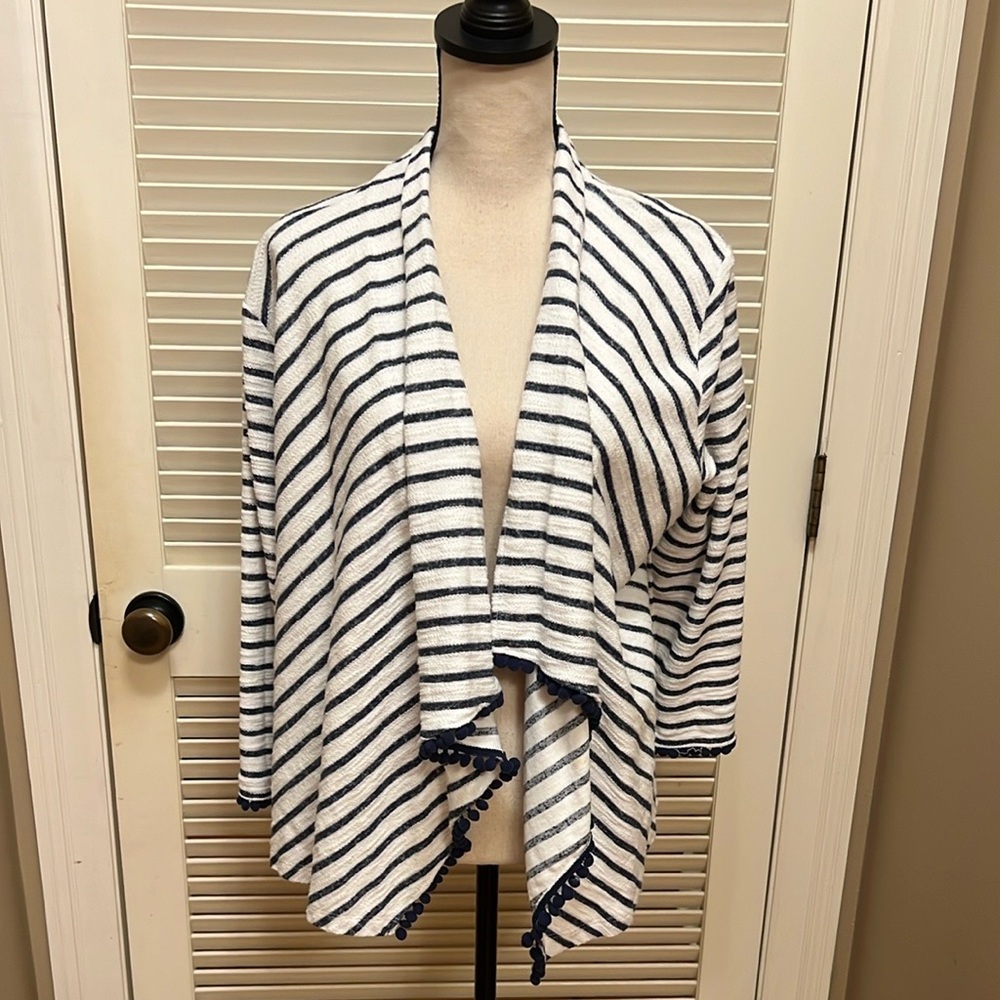 Hearts of Palm Striped Cardigan in Navy and White, Size XLarge, GUC - Picture 11 of 15